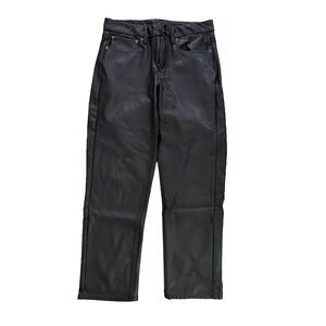 American Eagle AE Stretch Vegan Black Leather '90s Straight Pant in 6 Short